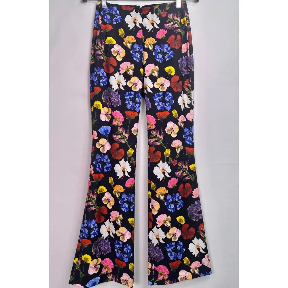 Alice + Olivia RMP Bootcut Pants Timeless Blossom Floral Mid Rise Size 0 - Picture 4 of 15